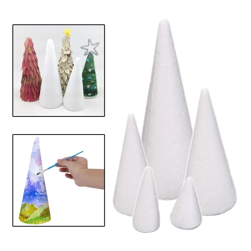 Dovewill 5Pcs Craft Foam Cones Christmas Tree for Activities Table  Centerpiece Party